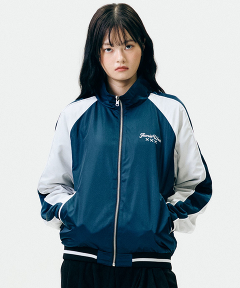 Jamie West Reversible Highneck Souvenir Jacket - Blue