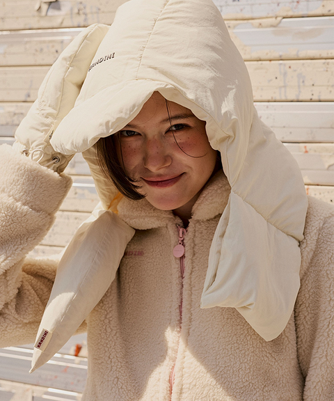 KANDINI Cropped Fleece Jacket - Light Beige