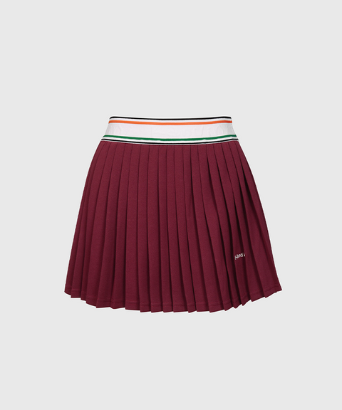 KANDINI Elastic Band Pleats Skirt - Wine
