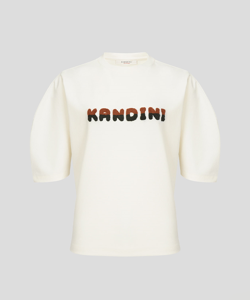 KANDINI Fluffy Logo Puff Tee - Cream