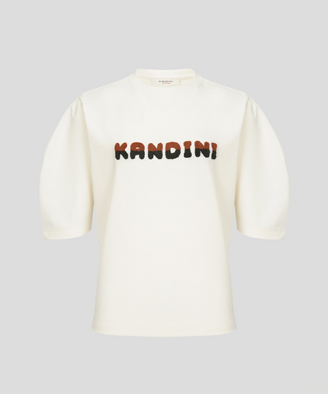 KANDINI Fluffy Logo Puff Tee - Cream