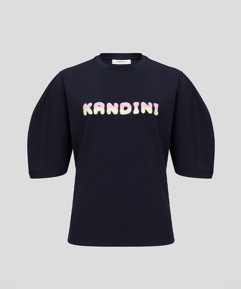 KANDINI Fluffy Logo Puff Tee - Navy