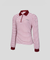 KANDINI Striped Puff Sleeve Zip-up Polo Shirt (Long Sleeve) - Wine