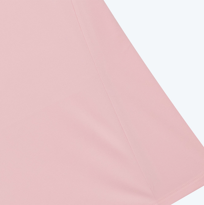 CHUCUCHU Line Back Mesh Collar Short Sleeve Top - Pink