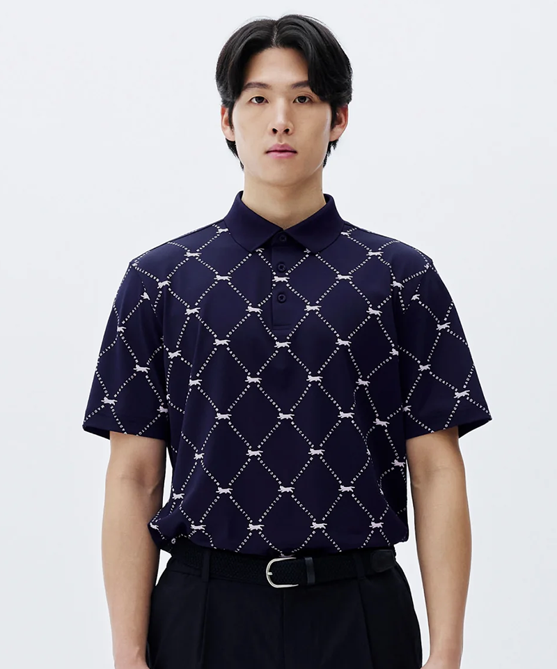 MCC Diamond Pattern Polo - Dark Navy