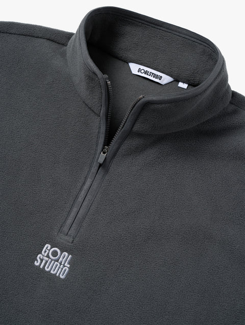 Goal Studio Men's Essential Microfleece Quarter Zip-Up Tee - Charcoal