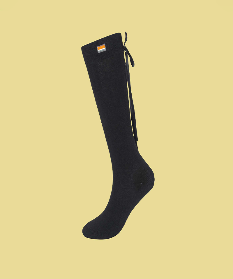 Orange Label Ribbon Point Knee Socks - 2 Colors