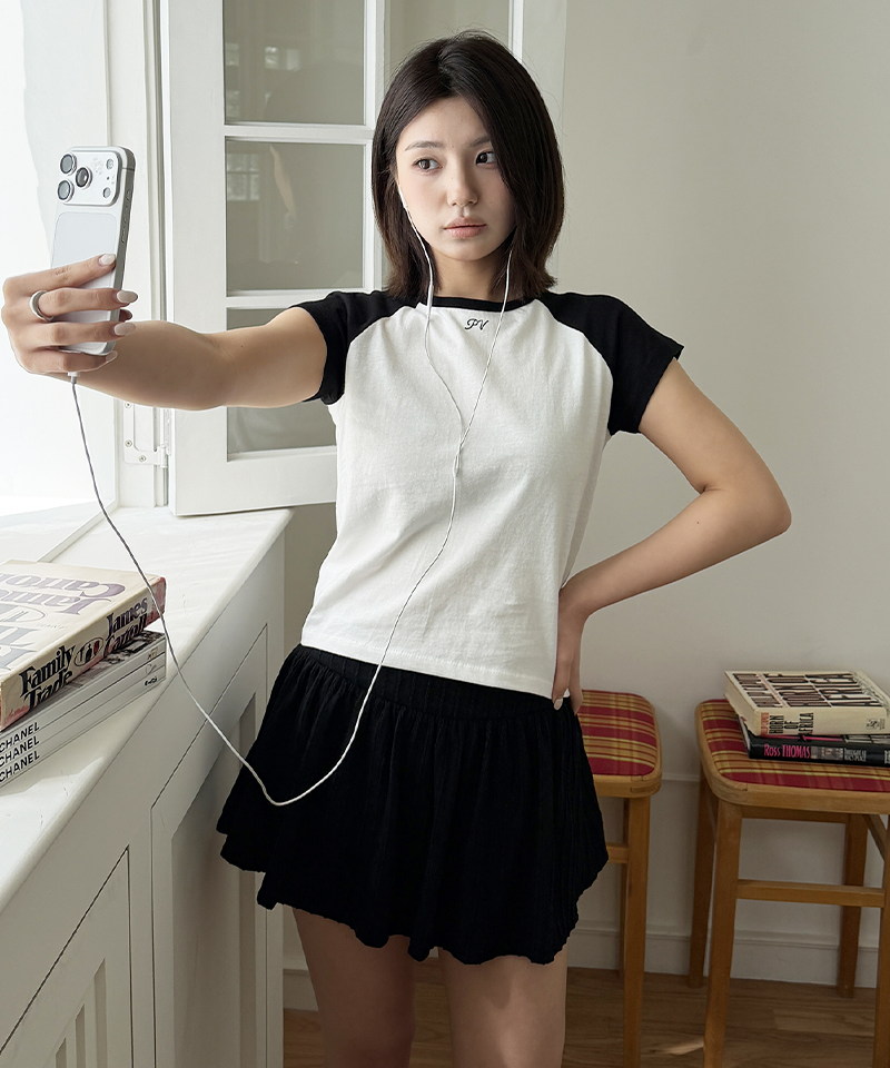 PIV'VEE Embroidered Raglan T-Shirt - Cloud White