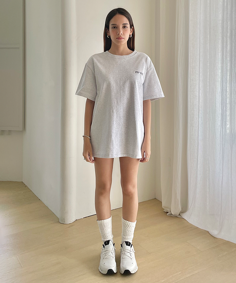 PIV'VEE Positive Sports Club Boxy T-Shirt - Snow Grey