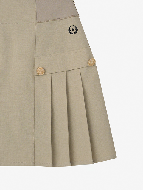 GFJ Golf Women's High Waist Pleat Skirt - Beige