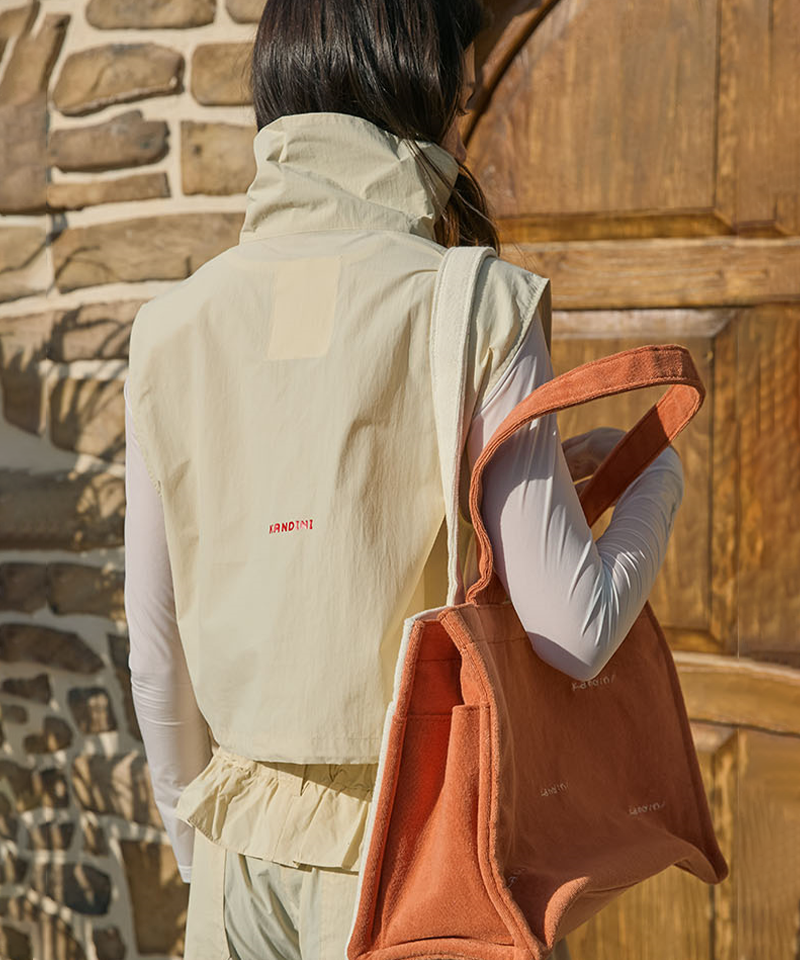 KANDINI Wind Half-Zip Crop Vest - Beige