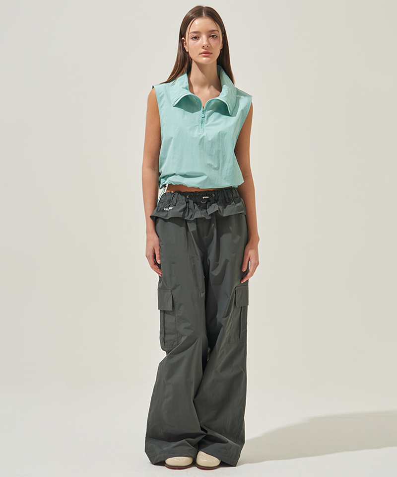 KANDINI Wind Half-Zip Crop Vest - Mint