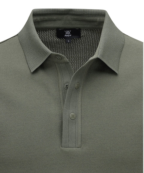 ANEW GOLF Men's SM Logo Point Short Sleeve Sweater - Light Khaki