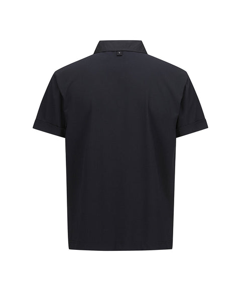 Men Wooven Pactch Point Short T-Shirt - Black