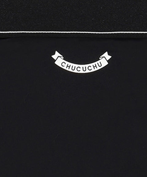 CHUCUCHU Knit Collar Point T-Shirt - Black