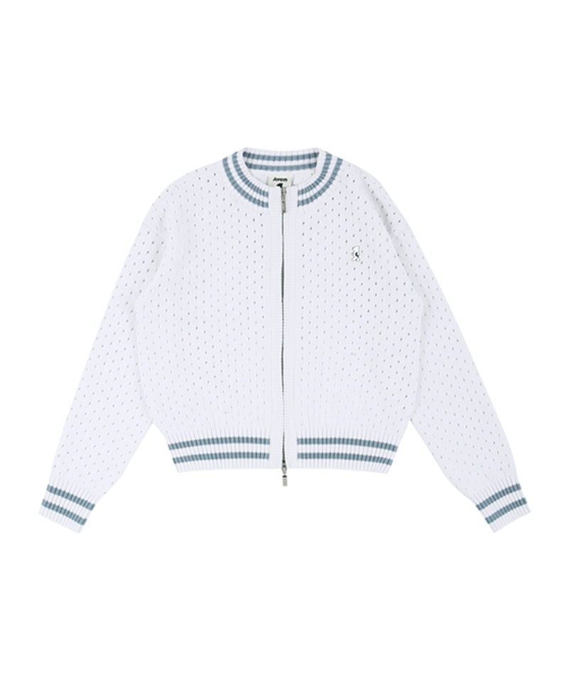 AVEN Two-Way Zip-Up Cardigan - White