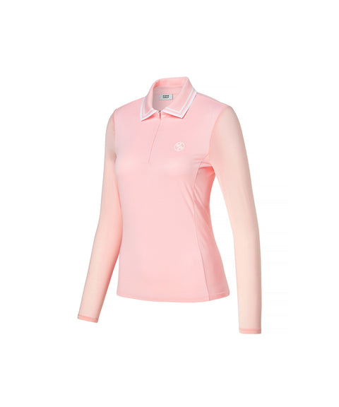 XEXYMIX Golf Fresh Waffle Half Zip Up Long Sleeve - Light Pink