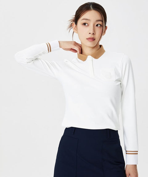 WideAngle: Co Waggle Pocket Point Polo T-Shirt L - Off-White