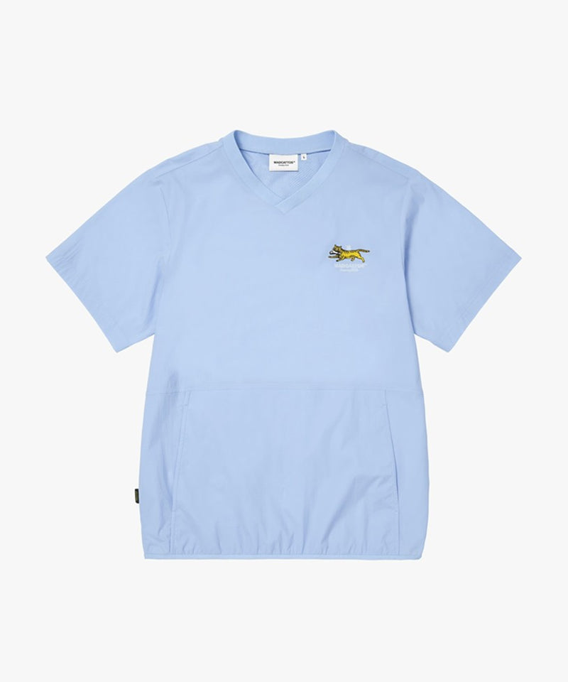MCC V-Neck Stretch Nylon Wind Pullover - Light Blue