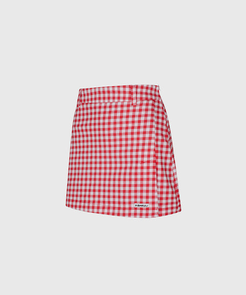 KANDINI Gingham Check Skirt - Red