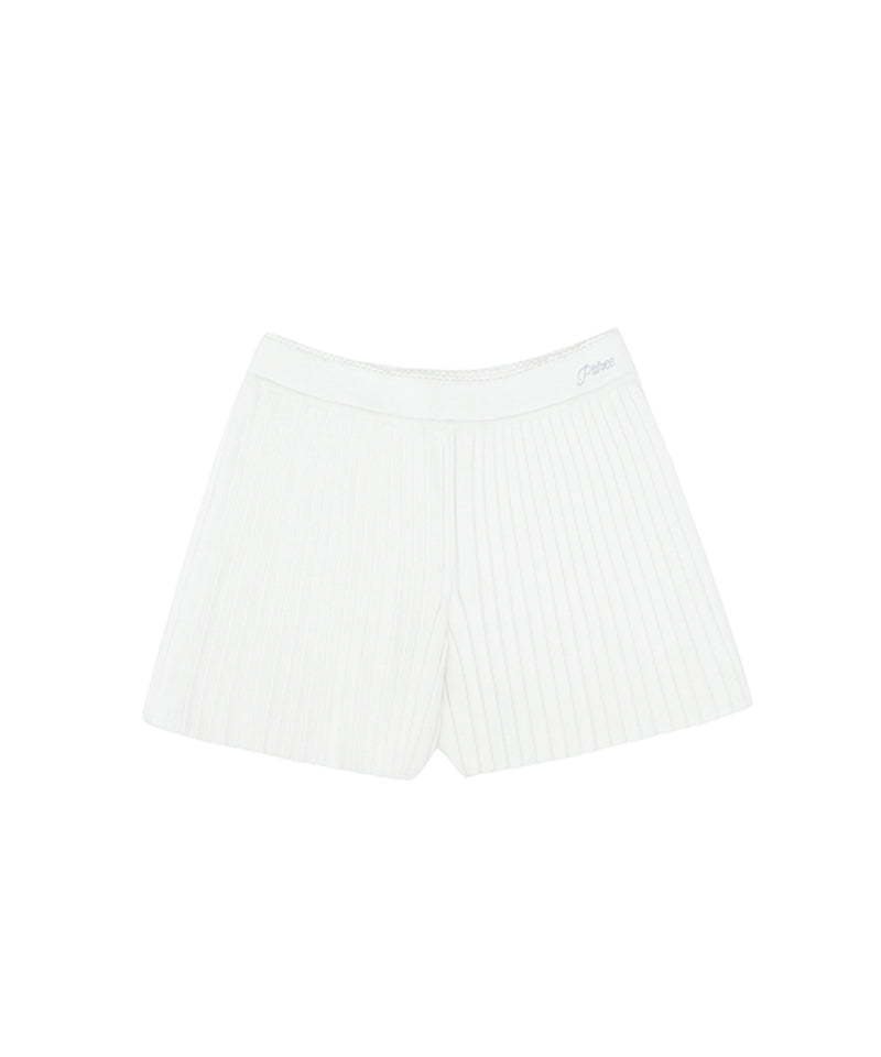 PIV'VEE Pleated Knit Shorts - Cloud White