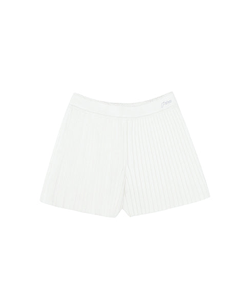PIV'VEE Pleated Knit Shorts - Cloud White