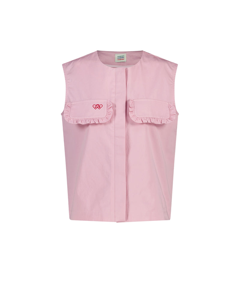 LE SONNET Frill Vest Top - Pink