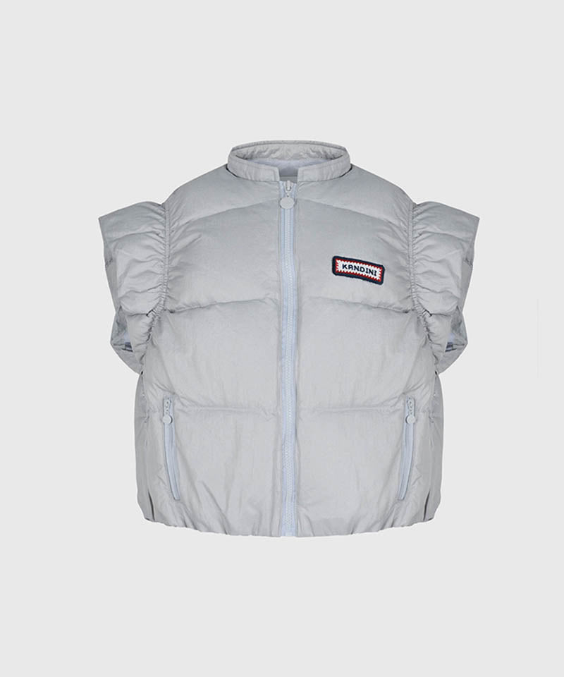 KANDINI Ruffled Goose-down Vest - Silver