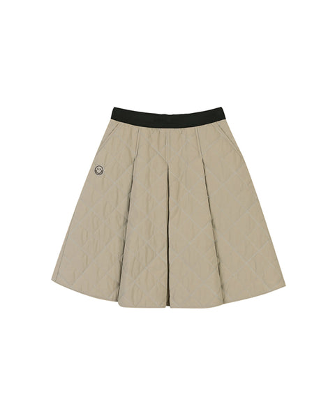Haley Women's Logo Band Embroidered Quilted Flare Skirt - Beige