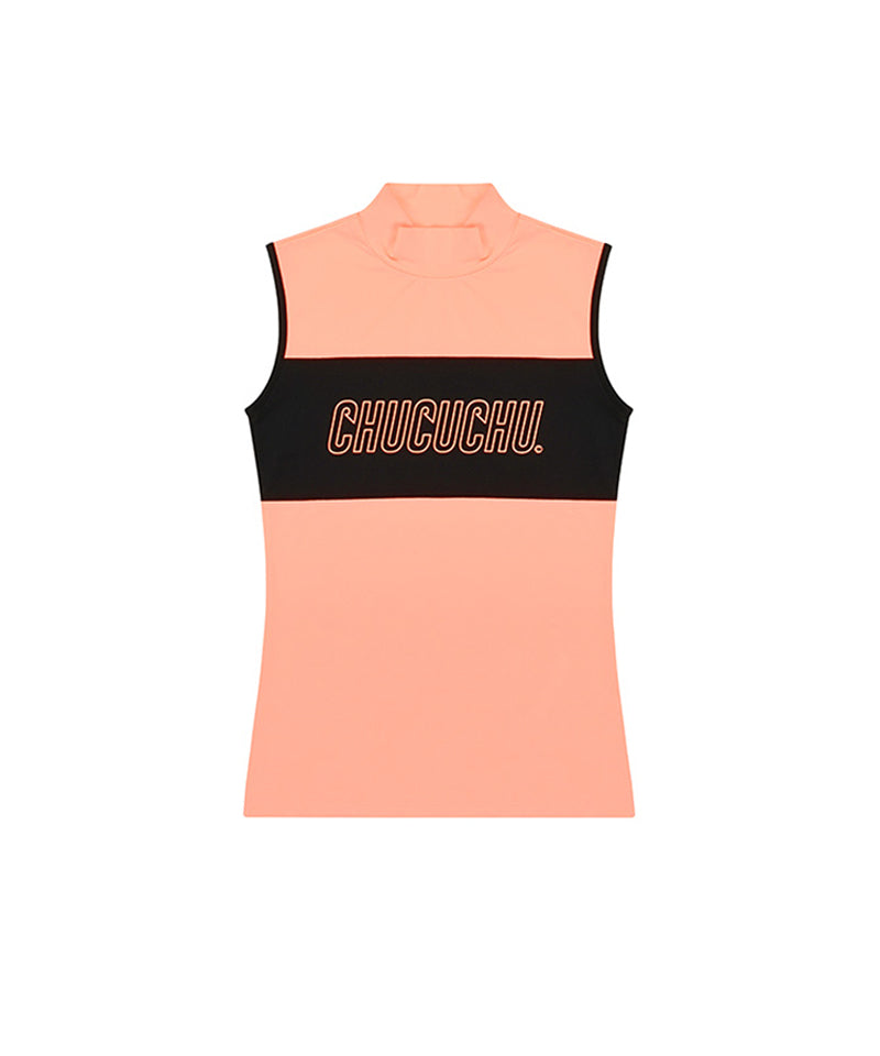 CHUCUCHU Logo Half Neck Sleeveless - Peach