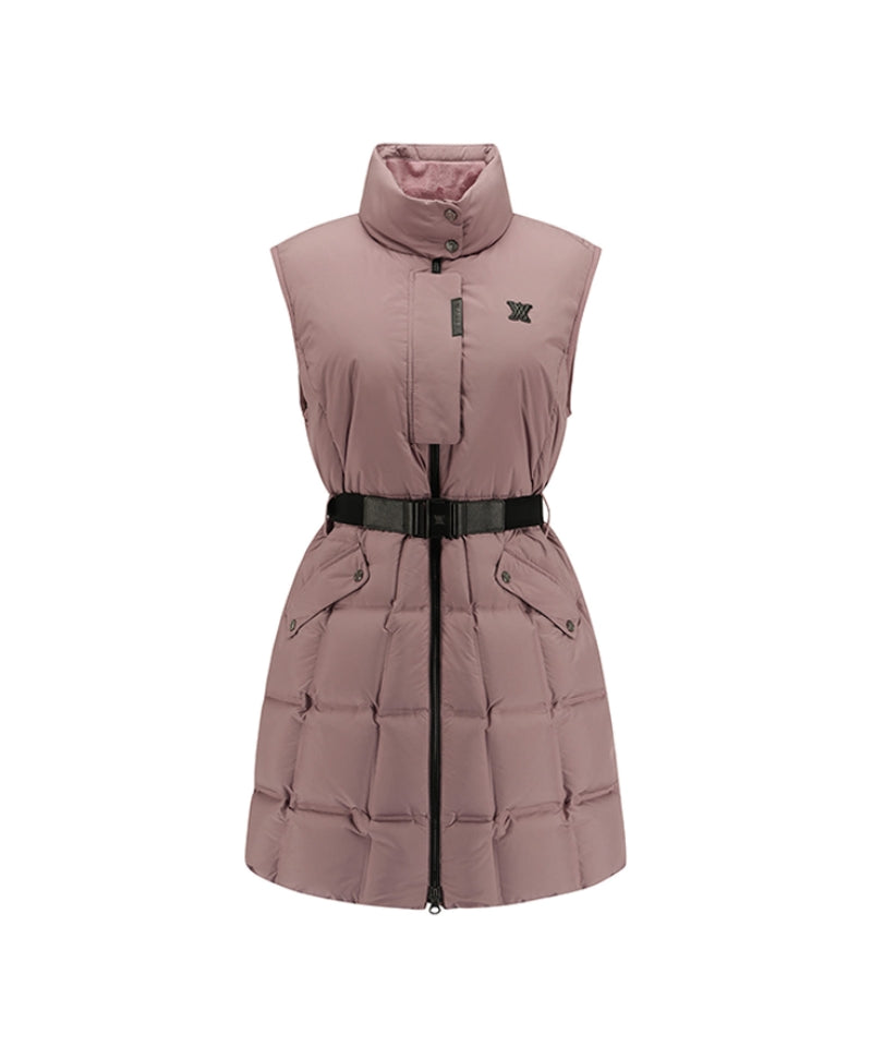 Women's Long Down Vest - Dark Pink