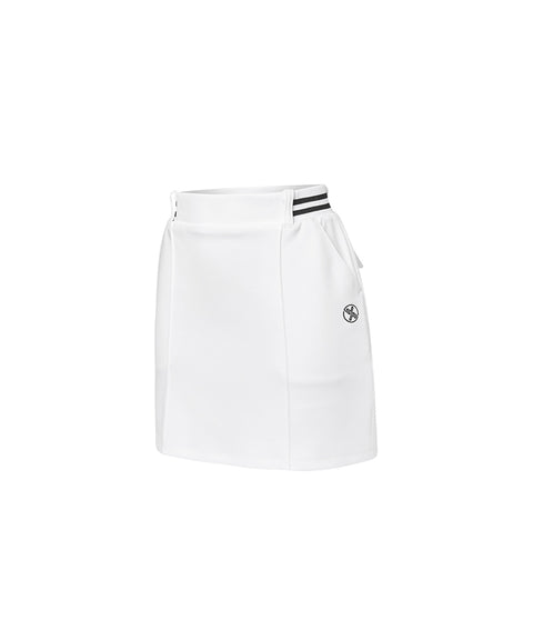XEXYMIX Golf Pin Tuck Point H-Line Skirt - White