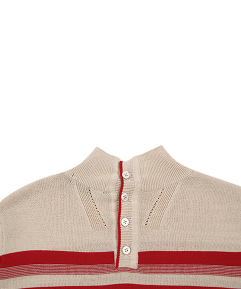 AVEN Hampton Striped Mid-Neck Knit - Red