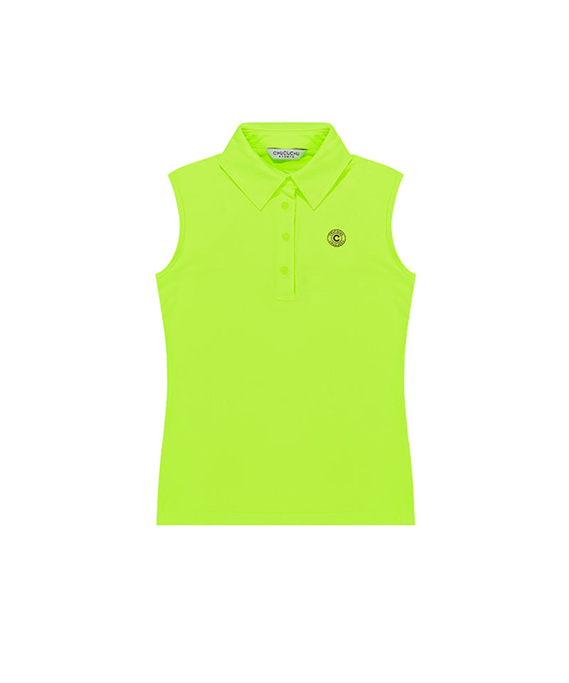 CHUCUCHU Simple Polo Sleeveless - Neon Yellow