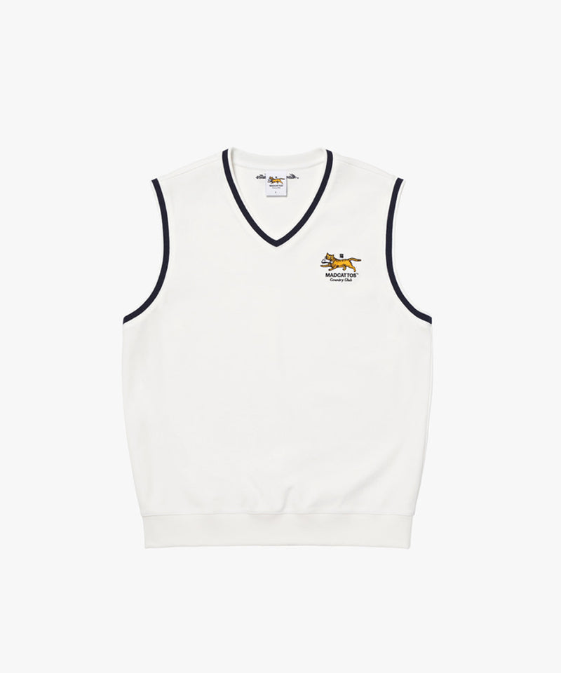 MCC Unisex V-Neck Cotton Vest - Off White