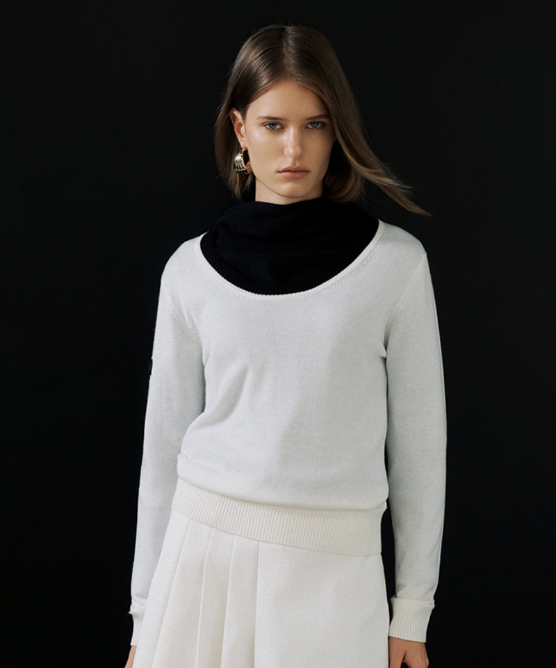 Anell Golf Round Cashmere Knit Top - Ivory