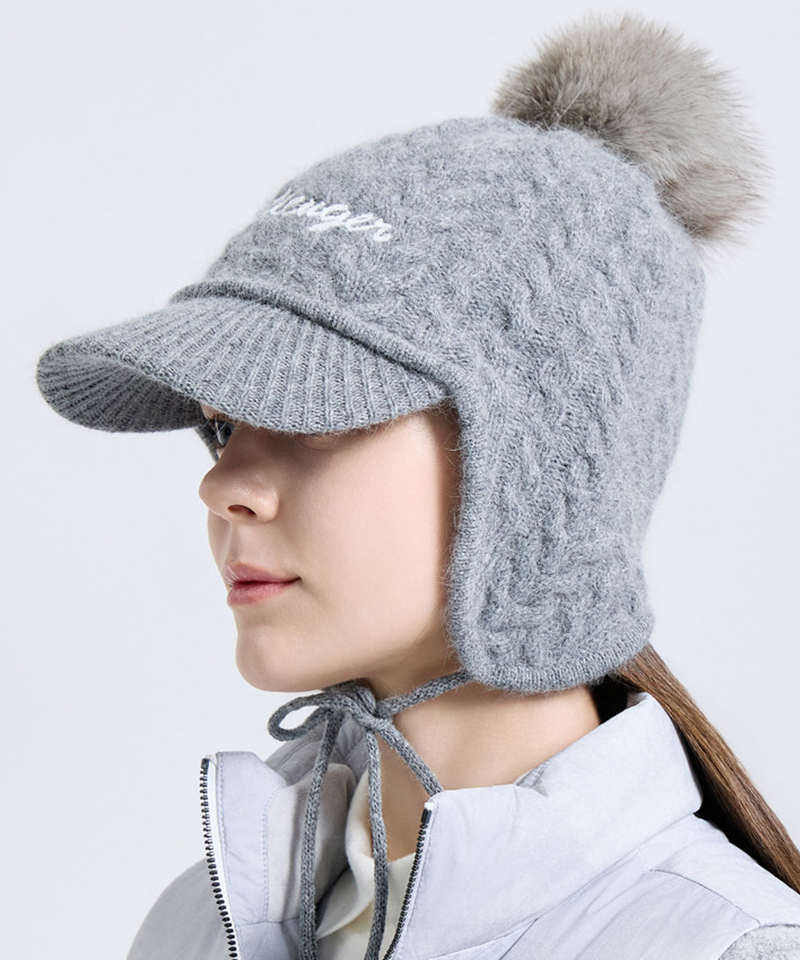 Challenger Women's Angora Earflap Knit Cap - Grey