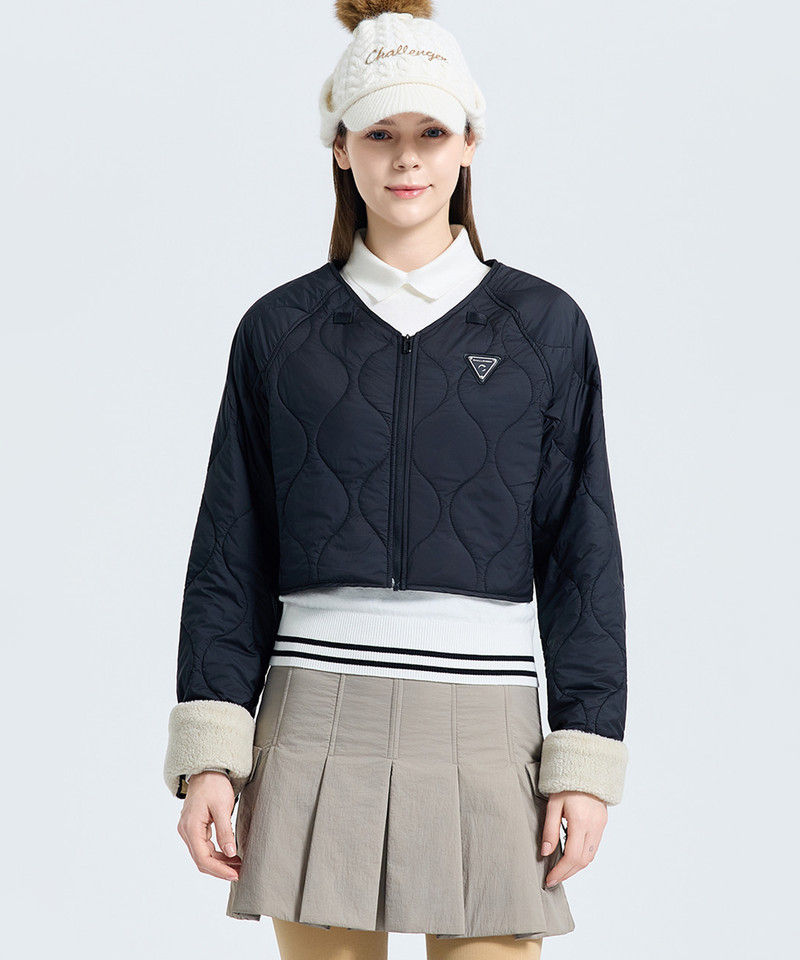 Challenger Women's Transformer Fleece Collar Quilted Jacket - Black
