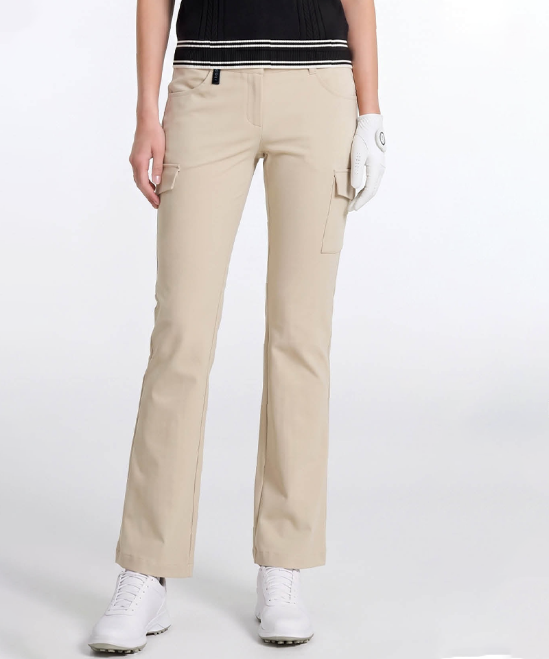 Women's Cooling Stretch Cargo Pocket Semi-Straight Fit Pants - Beige