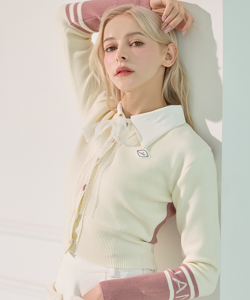 J.Jane Line Point Knit Cardigan - Pink