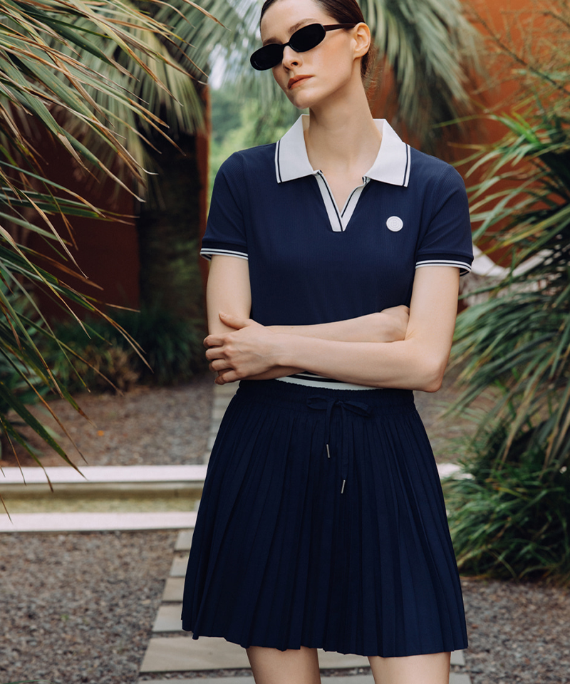 OBER Golf Summer Essential Pleated Golf Skirt - Navy
