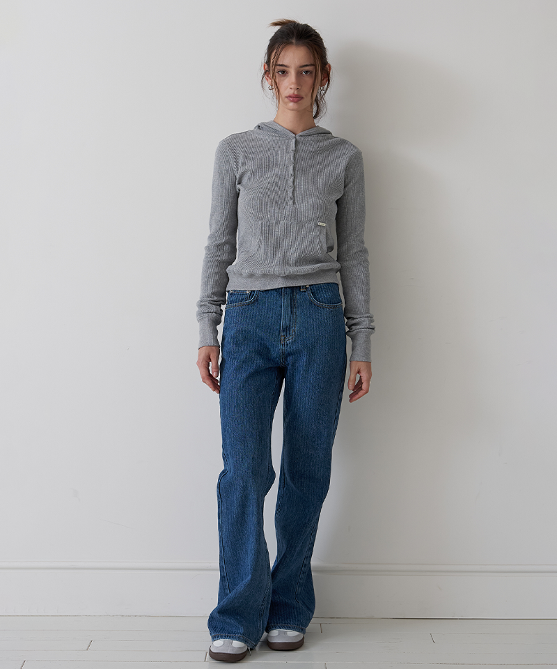 PIV'VEE Hooded Long Sleeve Top - Snow Gray