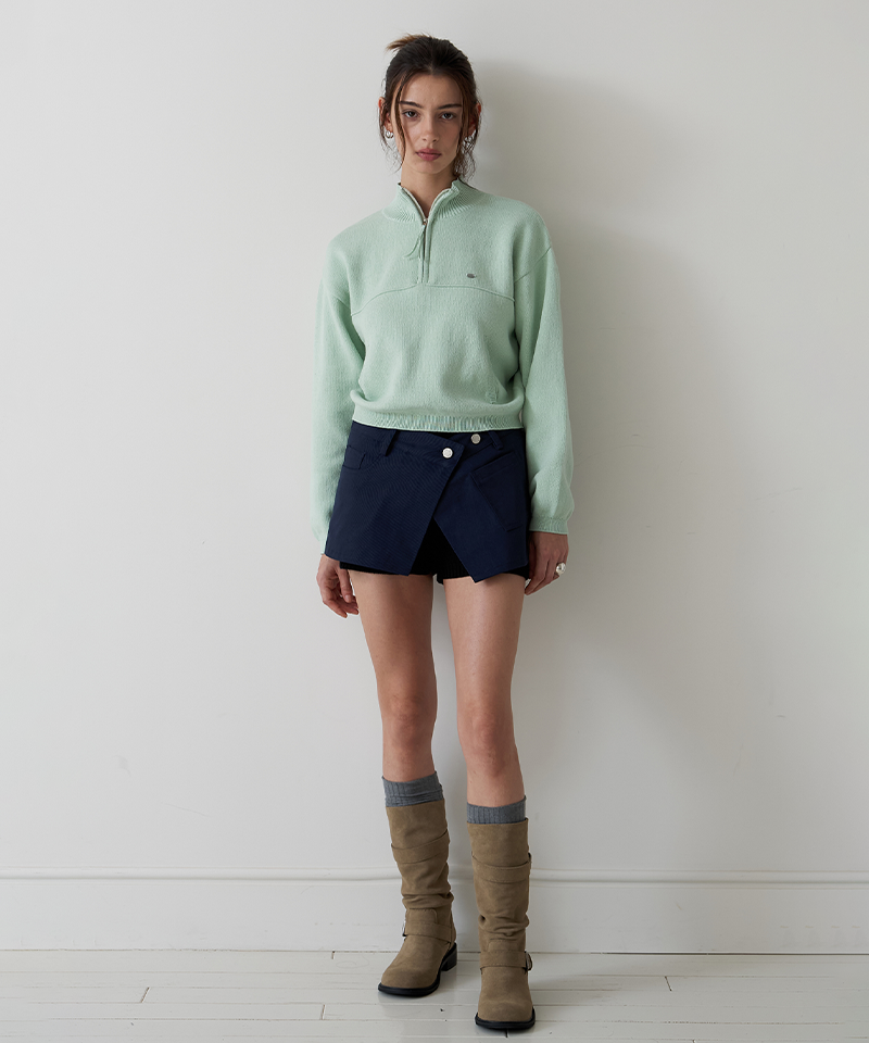 Piv'vee Half Zip-up Knit - Pistachio Mint