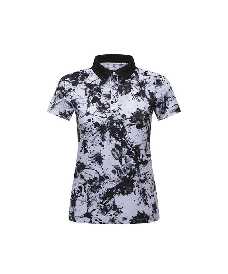 ANEW Golf: Women Flower Pattern Short T-Shirt - White
