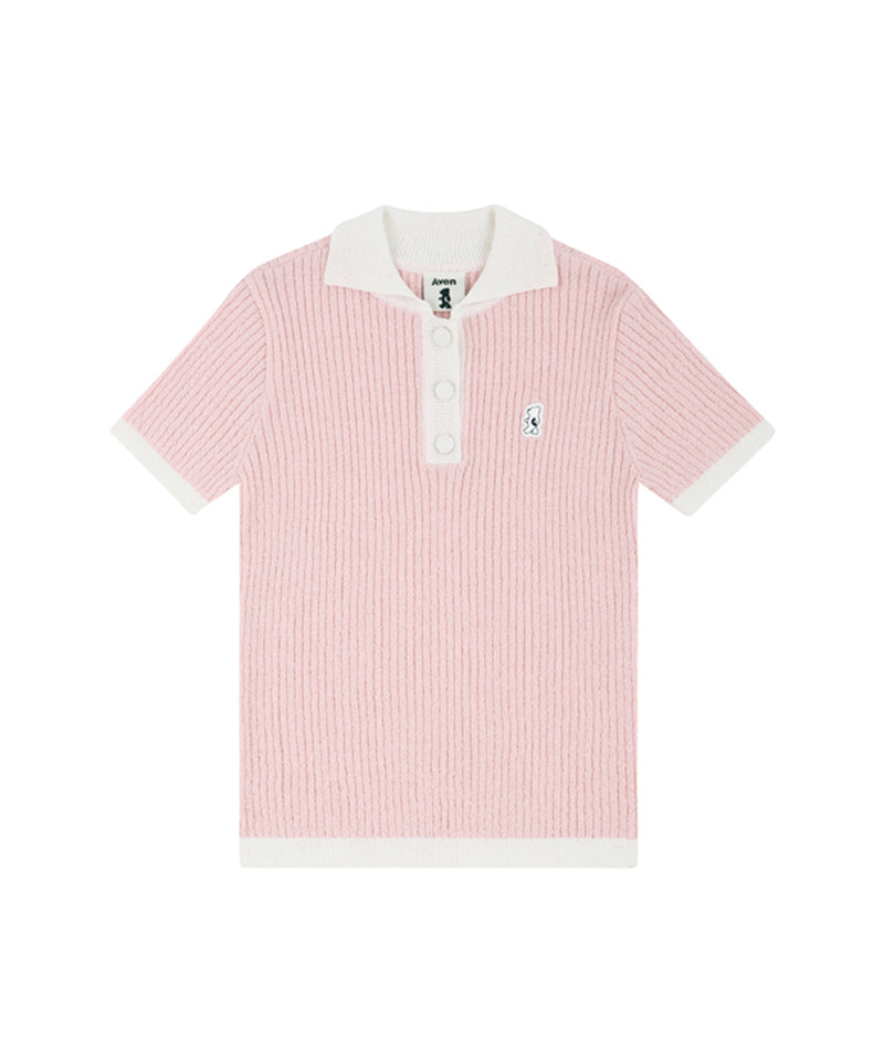 AVEN  Boucle Collar Knit - Pink