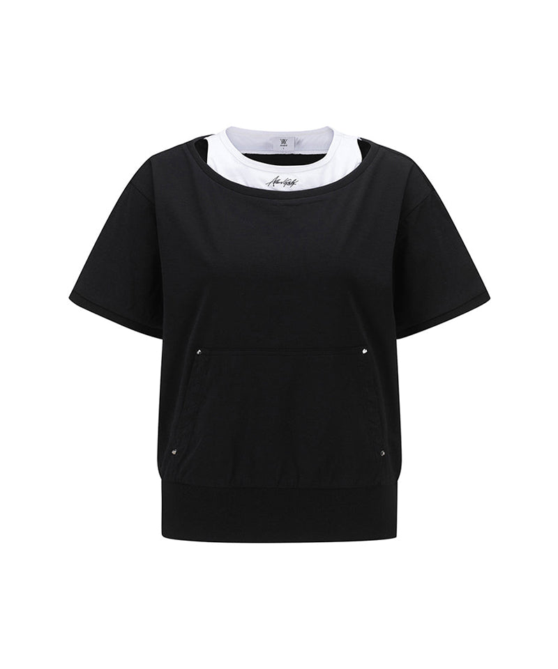 Women Layered  Detail Shirt - Black