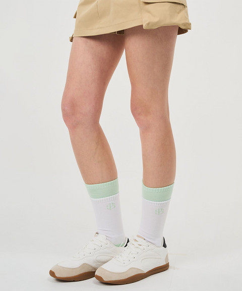 POSHERD Color Block Layered Crew Socks - Ice Mint