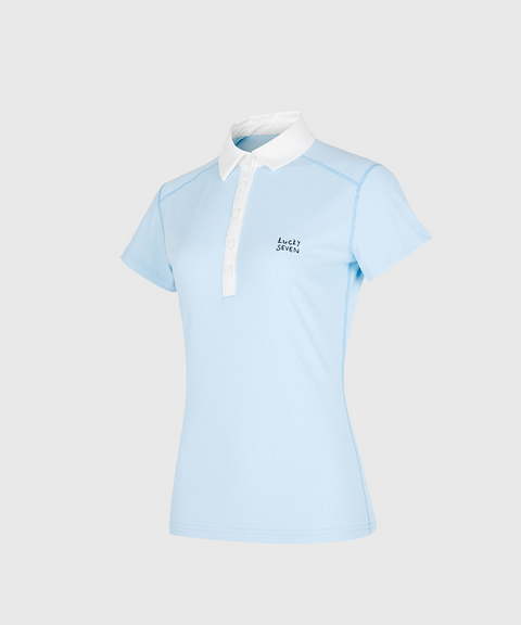 KANDINI EdgeLine Short Sleeve Polo (Ribbed Ver.) - Sky Blue
