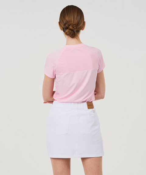 POSHERD Light Cool Mesh Functional Short Sleeve Top - Light Pink