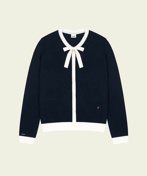 FORDI Ribbon Knit Cardigan - Navy